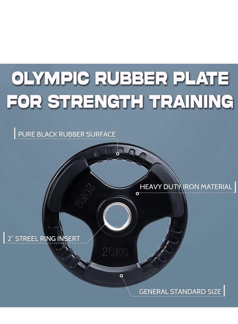 Sky Land صفيحة وزن أولمبية للياقة البدنية بتشطيب مطاطي | قرص وزن باربل لرفع الأثقال وتدريب القوة، 20 كجم - Image 3