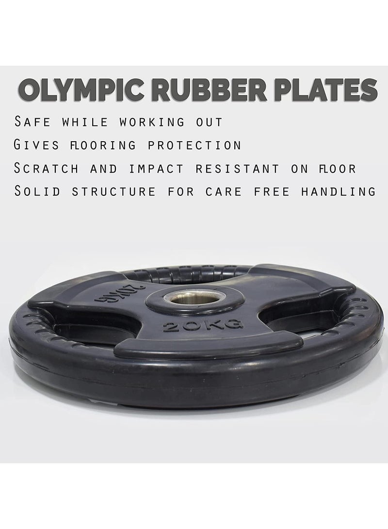 Sky Land صفيحة وزن أولمبية للياقة البدنية بتشطيب مطاطي | قرص وزن باربل لرفع الأثقال وتدريب القوة، 20 كجم - Image 5