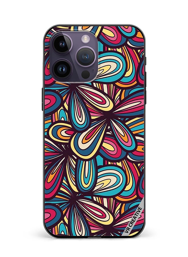 VR CREATIVE Protective Case Cover For Apple iPhone 15 Pro Flower Abstract Design Multicolour - Image 1