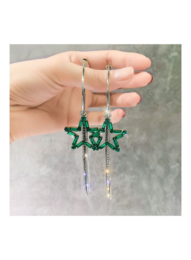 Rhinestone Studded Star Shaped Dangle Earrings