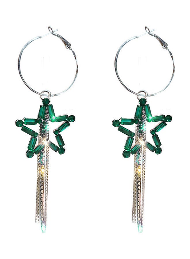 Rhinestone Studded Star Shaped Dangle Earrings