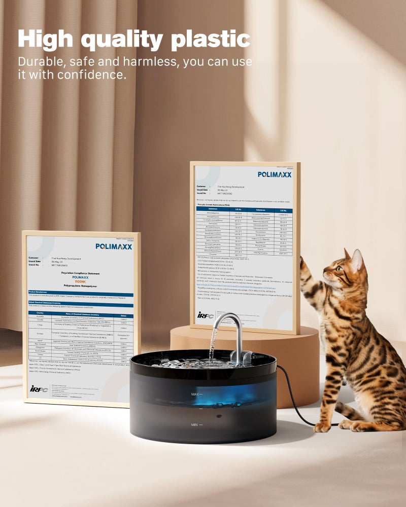 BEMOONY Cat Water Fountain: 108oz/3.2L Cat Fountain Super Silent Pet Water Fountain - Water Fountains for Cats Indoor - Faucet Cat Fountain- Suitable for Cats and Dogs - with 6 Filters & 3 Sponges - Image 5