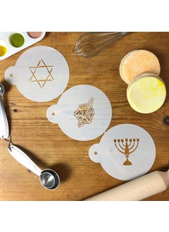 Designer Stencils Designer Stencils C183 Jewish Symbols Cookie and Cupcake Stencils (Dreidel, Star of David, Menorah), Beige/semi-transparent  - Image 5
