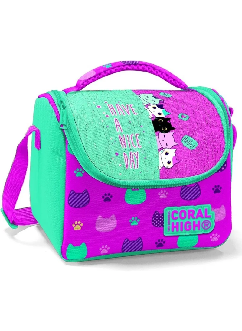 CORAL HIGH Green Pink Koala Printed School Lunchbox - Girl