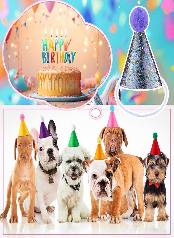 Tegeme 20 Pcs Mini Party Hats for Stuffed Animals Felt Glitter Birthday Party Cone Hats Multicolor Tiny Hat with Pom Pom for Pet Dog Cat Rabbit Doll Animal Figure Assorted Decoration Costume Accessory - Image 5