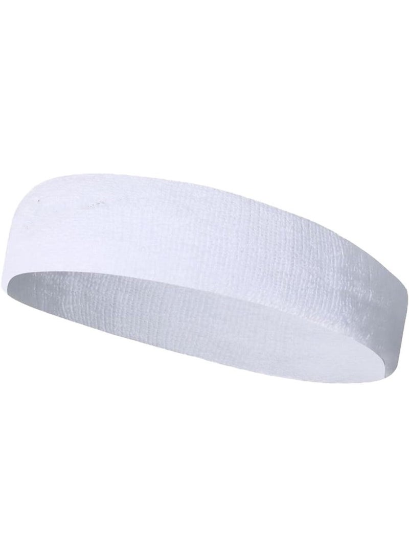 Sports Bands Set, Sweatproof Head and Wrist Bands, Moisture Wicking Terry Fabric for Workout, White - Image 2