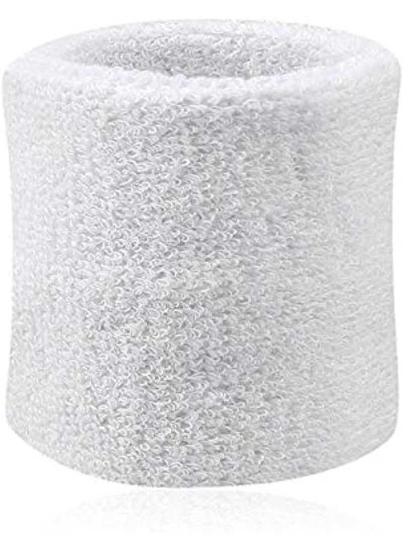 Sports Bands Set, Sweatproof Head and Wrist Bands, Moisture Wicking Terry Fabric for Workout, White - Image 5