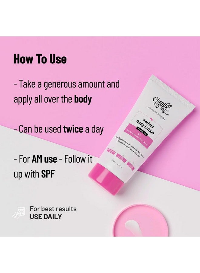 كيميست_أت_بلاي لوشن الجسم المضاد للشيخوخة مع 4% ريتينول ونياسيناميد وزيميا | لوشن تفتيح البشرة للبشرة الجافة والدهنية | يحارب علامات الشيخوخة المرئية | يغذي البشرة 200 مل (عبوة من قطعتين) - Image 5