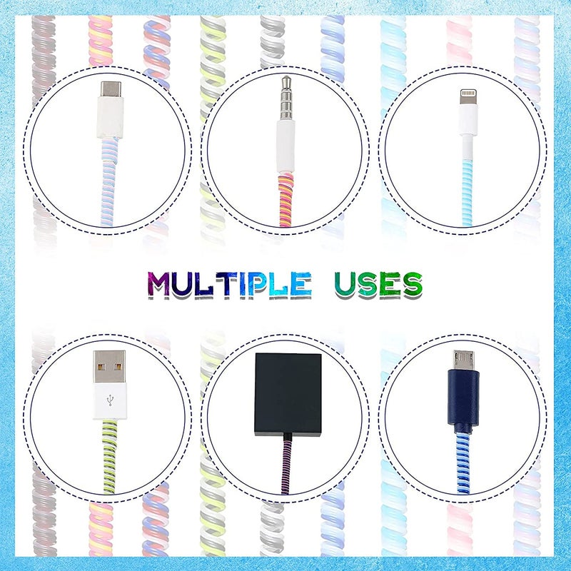 Redclip Cable Protector | 1.5 Meter/150 Cms Charging Cable Winder | Full Size Spiral Triple Color Saver Compatible With iPhone Android or Earphone (Pink) - Image 3