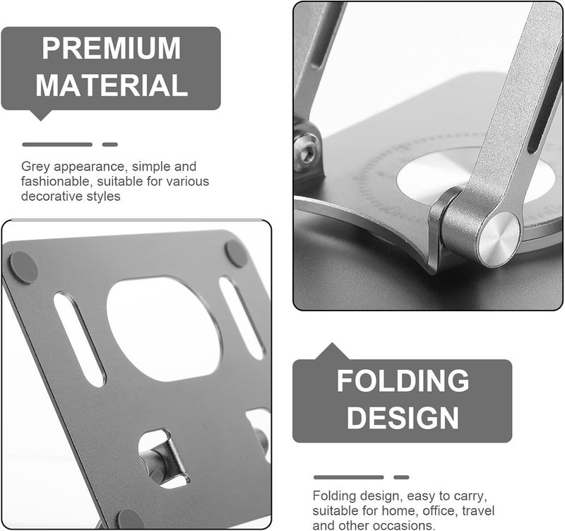 حامل جهاز اللوح الرقمي الدوار 360 درجة متعدد الاستخدامات قابل للطي، مناسب للاستخدام في المكتب والمنزل، مع إمكانية تعديل الزوايا المتعددة، لون رمادي. - Image 3