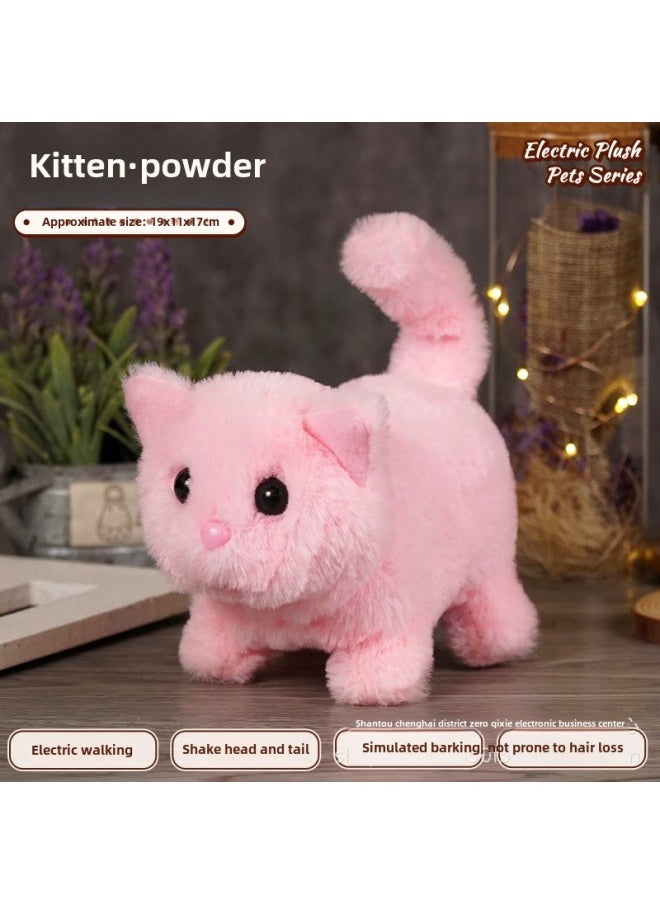 Electronic Pet Toy Dog Cat Interactive Intelligent Robot Pets Smart Puppy Kitten Playmate Automatic Feeder-Color:Kitten (powder)-Specifications:Naked  - Image 1