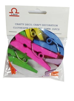 Libra 25-Pieces 25mm Wooden Small Clip Multicolor  - Image 2