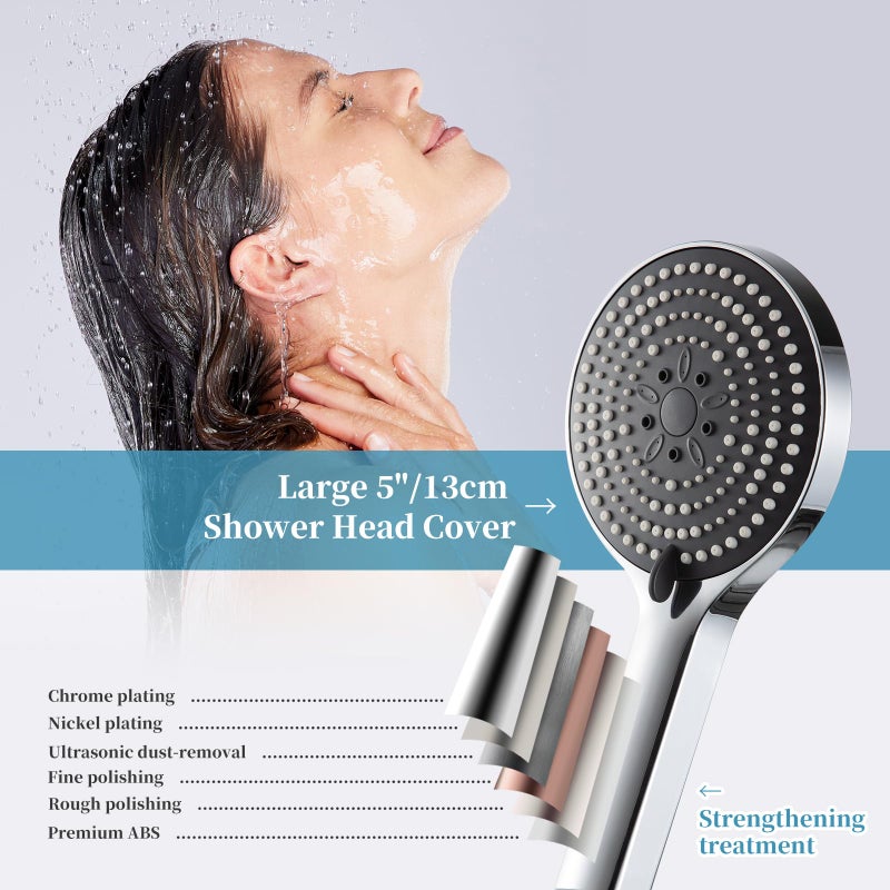 OFFO Handheld Shower Head, 6-Mode High Pressure Handheld Sprayer High Flow Large Powerful Boosting Handheld Showerhead for Low Water Pressure, Chrome Finish - Image 5