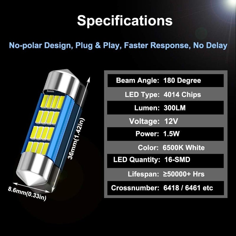 XINYANG 6418 LED Car Bulb - 2PCS Festoon Light - Image 2