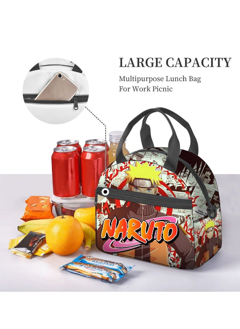 General Naruto Kids Lunch Bag, Polyester Insulated Bag, Kids Shoulder Bag Tote Bag Insulated Crossbody Bag, Boys and Girls Large Capacity Bento Bag Insulated Bag  - Image 2