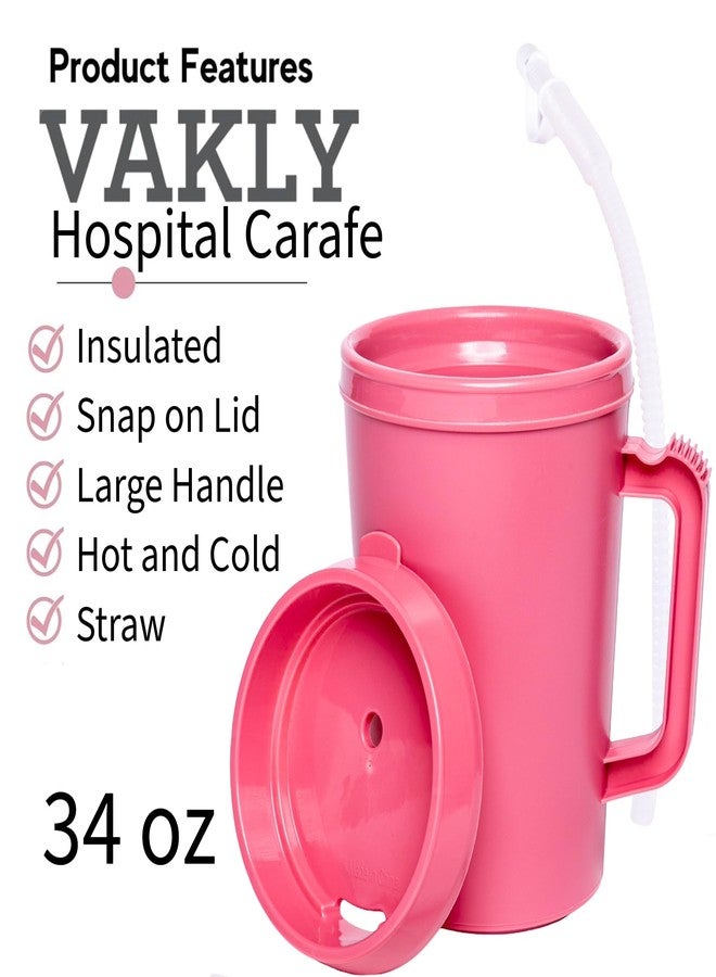 Vakly Insulated Hospital Carafe - 34 oz - Hot and Cold - With Flexible Straw and Pouring/Sipping Spout (1) - Image 3