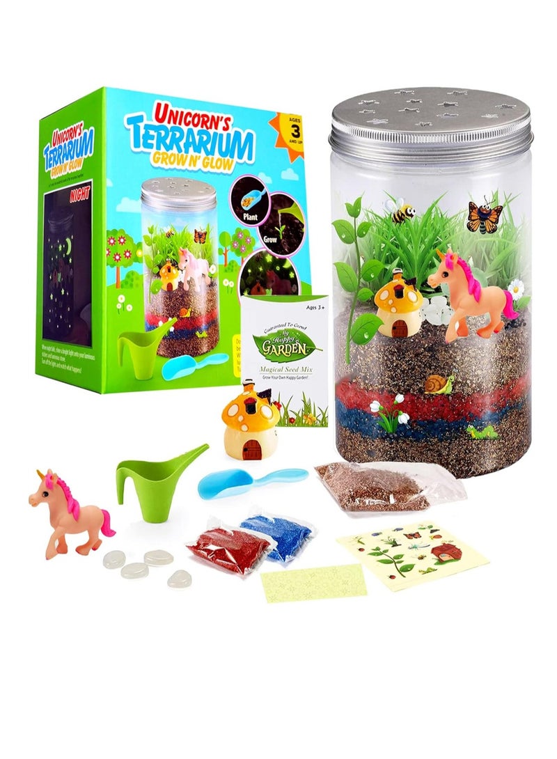 كاست ويف Unicorn Terrarium Kit for Kids Science Plant Plant Growing Set STEM Discovery Educational Gardening Toy Birthday Gifts for Ages 4-12 Boy Girl - Image 1
