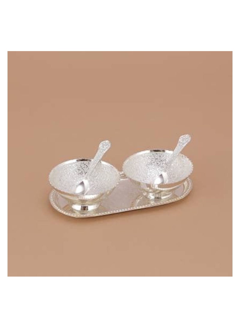 طبق بودينج معدني مطلي بالفضة 5 قطع ريد فيلفيت - Image 4