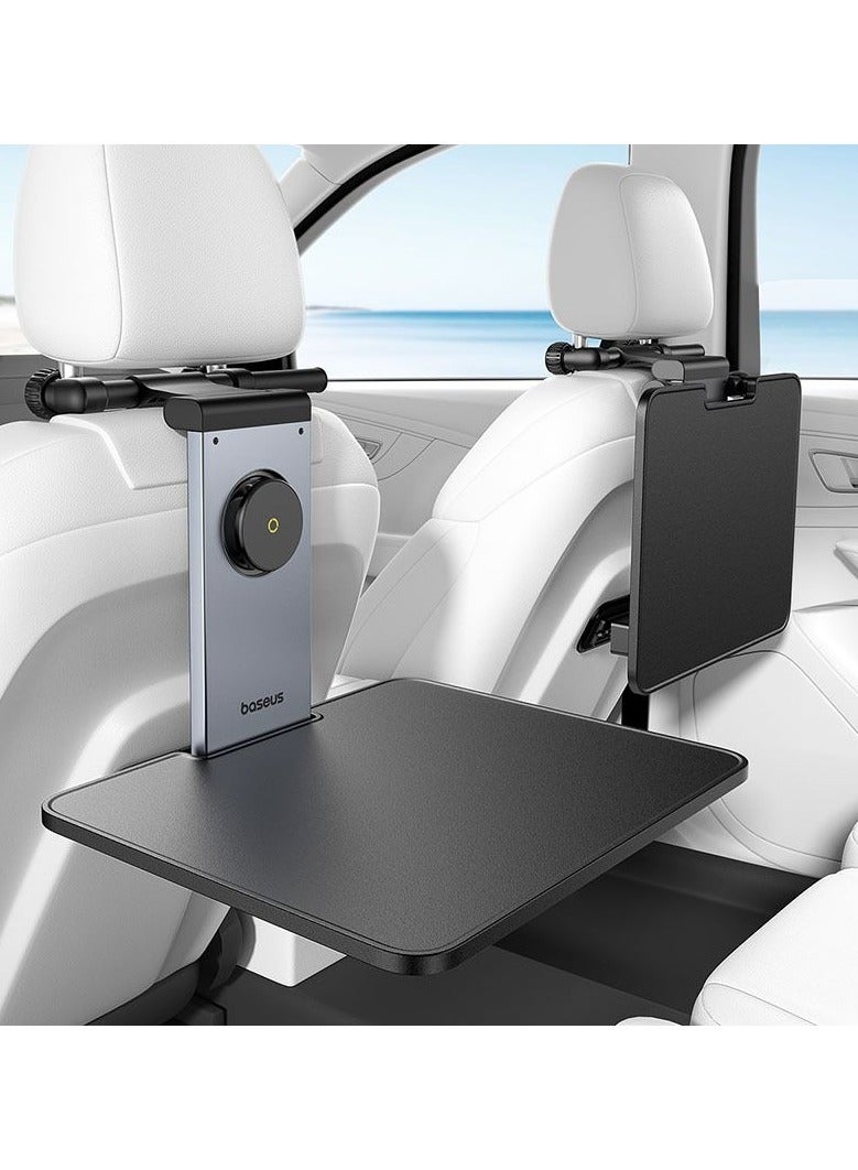 Baseus MagPro Series Versatile Car Mount for Backseat Headrest - Foldable Laptop Desk, 360° Rotatable Phone Holder, Adjustable Height, Tool-Free Installation - Black  - Image 1