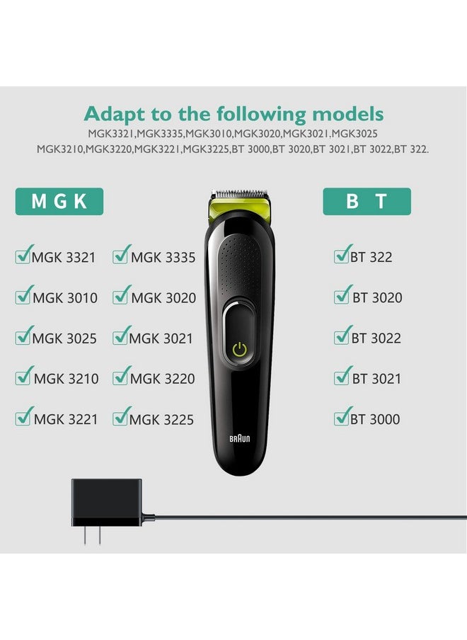 Lnauy - Charger Compatible With Braun Beard Trimmer Mgk3010 Mgk3020 Mgk3021 Mgk3025 Mgk3210 Mgk3220 Mgk3221 Mgk3225 Mgk3921 Replacement Power Supply Adapter - Image 1