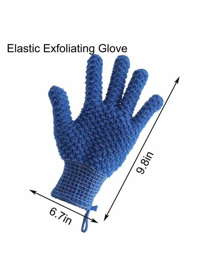 cleedy 2 Pairs Bath Exfoliating Gloves for Men and Women – CLEEDY 4 Pcs Heavy and Large Exfoliating Gloves Scrubbing for Shower, Spa, Massage - Scrub Exfoliating Mitts for Body, Face, Hand and Foot (Blue) - Image 2