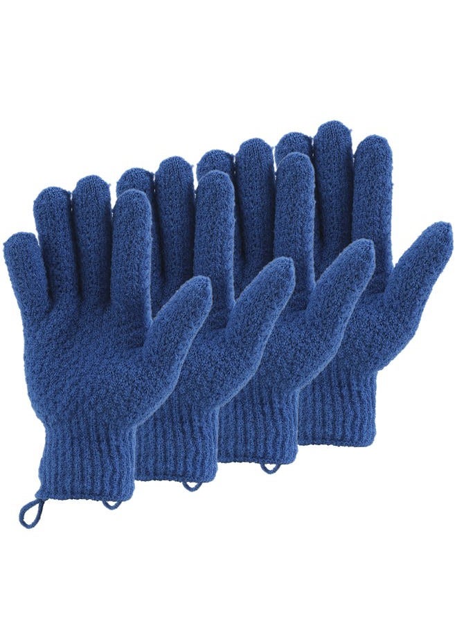 cleedy 2 Pairs Bath Exfoliating Gloves for Men and Women – CLEEDY 4 Pcs Heavy and Large Exfoliating Gloves Scrubbing for Shower, Spa, Massage - Scrub Exfoliating Mitts for Body, Face, Hand and Foot (Blue) - Image 1