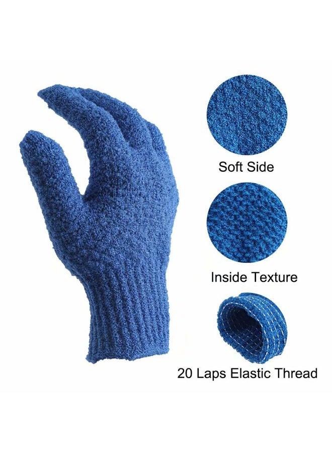 cleedy 2 Pairs Bath Exfoliating Gloves for Men and Women – CLEEDY 4 Pcs Heavy and Large Exfoliating Gloves Scrubbing for Shower, Spa, Massage - Scrub Exfoliating Mitts for Body, Face, Hand and Foot (Blue) - Image 3