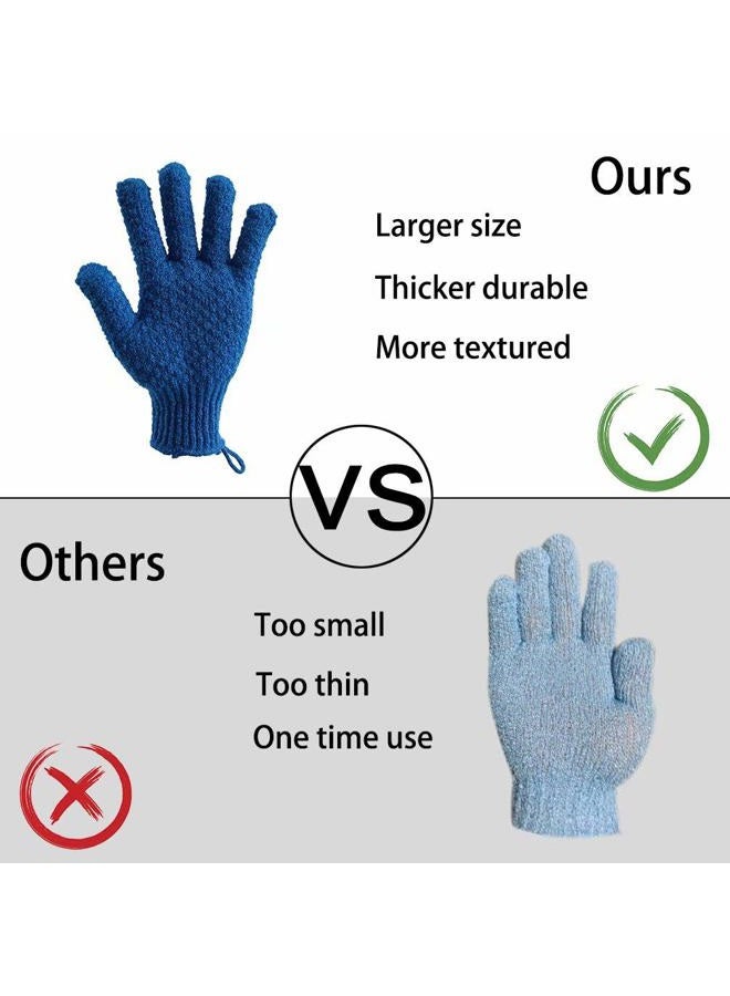 cleedy 2 Pairs Bath Exfoliating Gloves for Men and Women – CLEEDY 4 Pcs Heavy and Large Exfoliating Gloves Scrubbing for Shower, Spa, Massage - Scrub Exfoliating Mitts for Body, Face, Hand and Foot (Blue) - Image 4