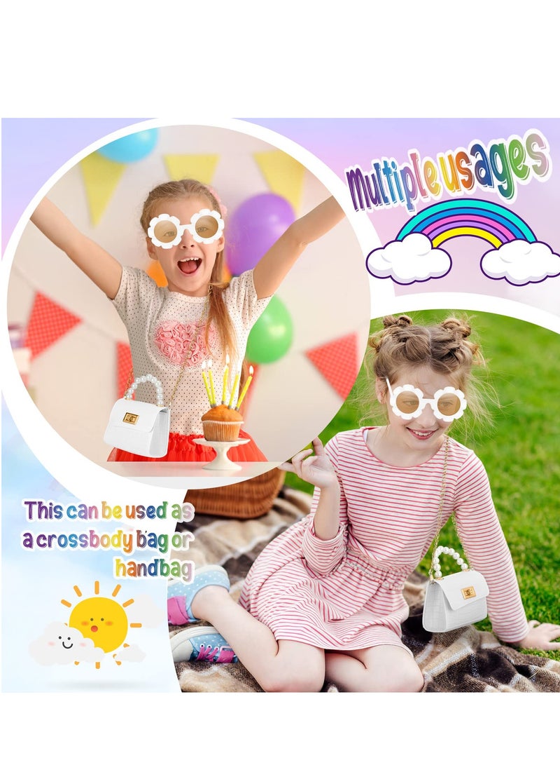 Excefore Mini Purse for Little Girls, Trendy Mini Bags and Tiny Handbag with Crocodile Pattern, Cute Crossbody Bags Princess Flap Kids Handbags with Round Flower Sunglasses - Image 5