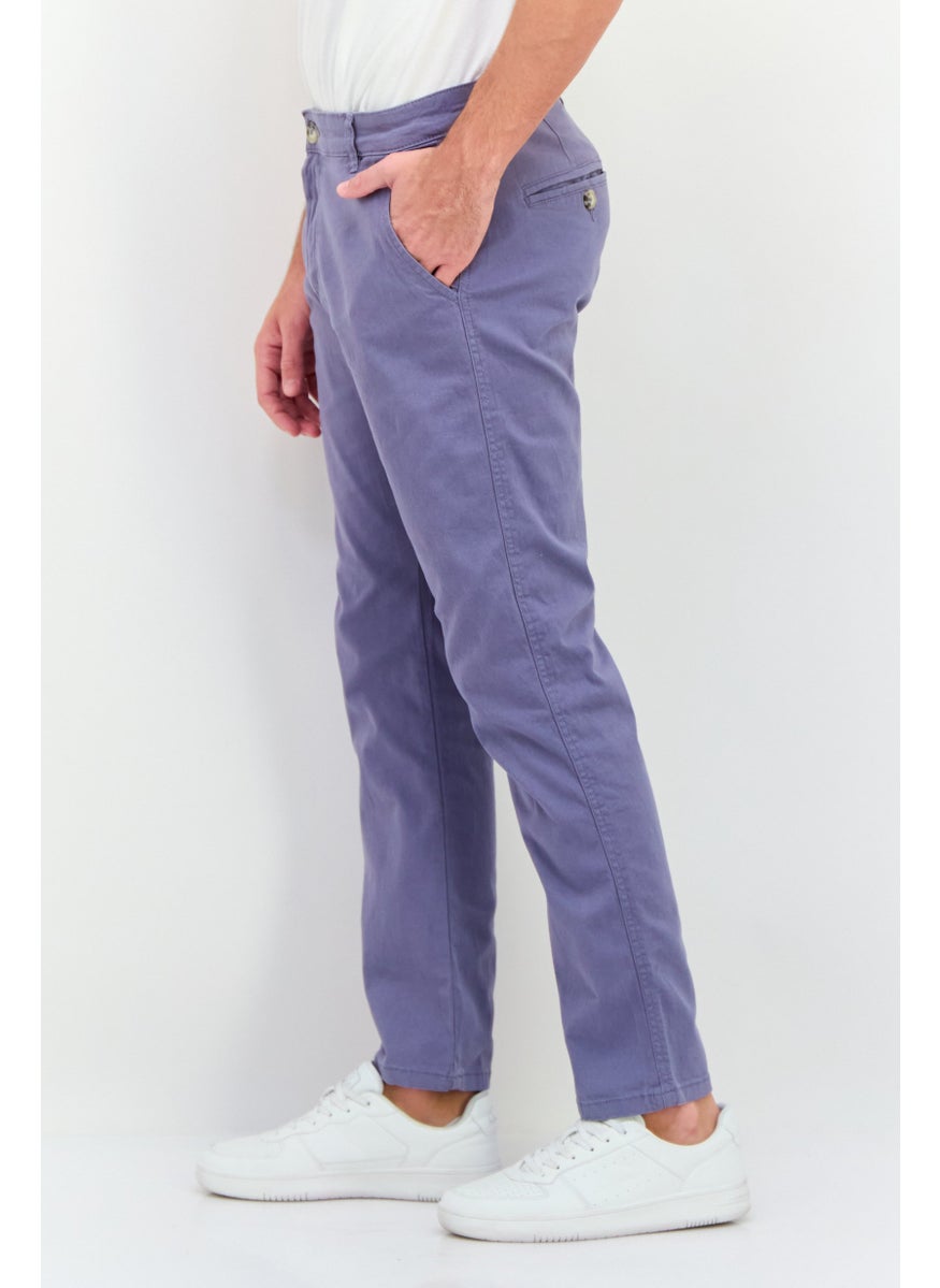 CROSSHATCH - Men Slim Fit Plain Chino Pants, Pale Blue - Image 1