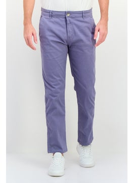 Men Slim Fit Plain Chino Pants, Pale Blue