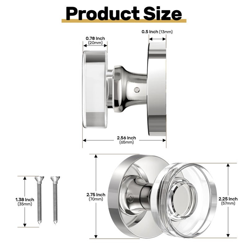 Naubea 4 Pack Satin Nickel Door Knobs Glass Door Knob Dummy Door Knobs Interior Crystal Dummy Door Handle For Hall And Closet - Image 5