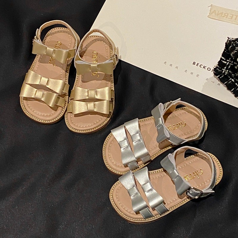 Genuine Leather Girls' Shoes Kidsren'S Princess Sandals Summer Big Kidsren Baby Girls Soft Bottom Fashion - Image 2