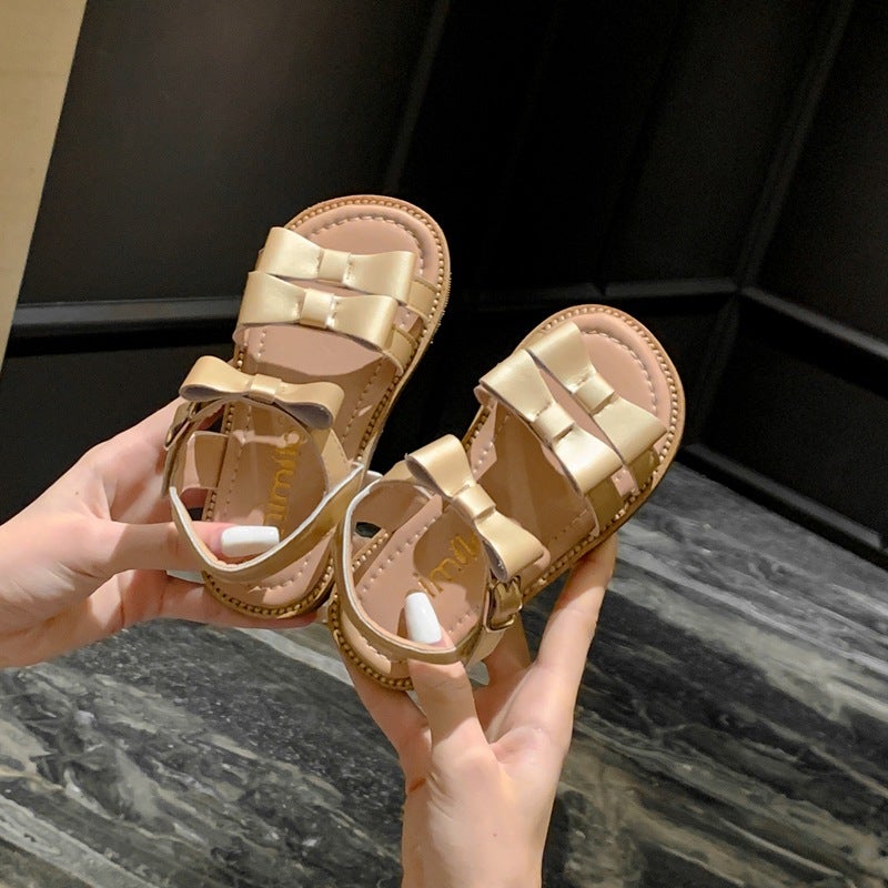 Genuine Leather Girls' Shoes Kidsren'S Princess Sandals Summer Big Kidsren Baby Girls Soft Bottom Fashion - Image 3