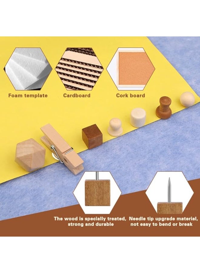 Generic 114 Pcs Wood Push Pins, 2 Colors and 7 Types Decorative Thumb Tacks Wooden Head Pin Map Tacks Marking Pin, Wood Thumb Tacks Decorative for Bulletin Boards Craft Projects with Storage Box  - Image 4