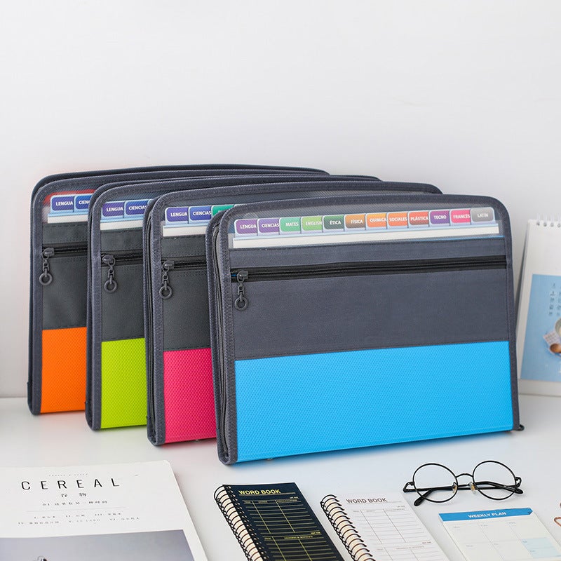 A4 Organ Bag Folder 13 Double Zipper Large Capacity Student Examination Paper Classification Storage Bag Multi-Function File Bag - Image 5
