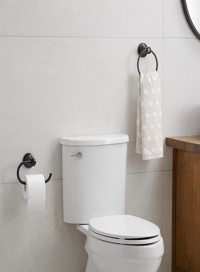 Hoimpro Oil Rubbed Bronze Towel Ring Toilet Paper Holder, Double Bathroom Hardware Set Fixtures Toilet Roll Tissue Holder, Hand Towel Bar Towel Rack Rv Accessories, Sus304 Stainless Steel, Wall Mount - Image 2