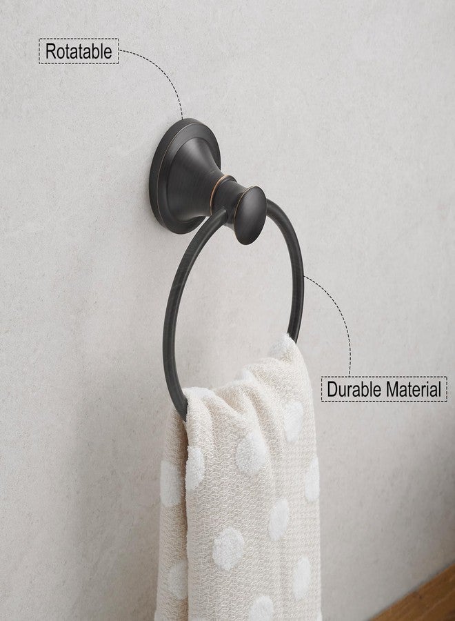 Hoimpro Oil Rubbed Bronze Towel Ring Toilet Paper Holder, Double Bathroom Hardware Set Fixtures Toilet Roll Tissue Holder, Hand Towel Bar Towel Rack Rv Accessories, Sus304 Stainless Steel, Wall Mount - Image 4