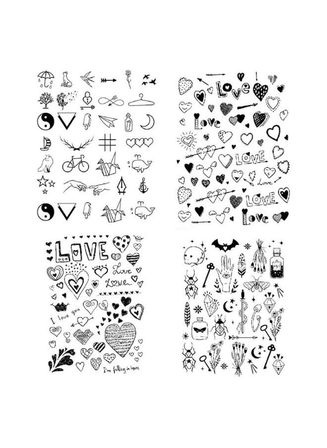 SanerLian - Black Flowers Tree Temporary Tattoo Sticker Waterproof Geometric Insect Women Girls Neck Chest Hand 15X11cm Set of 4 (SF044) - Image 1