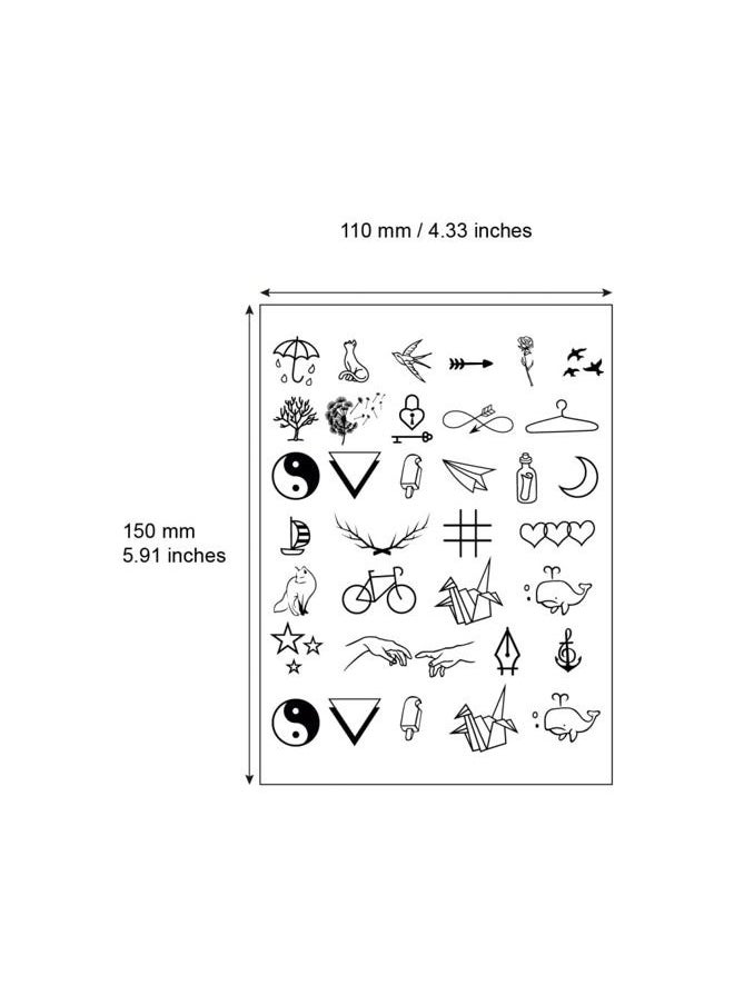 SanerLian - Black Flowers Tree Temporary Tattoo Sticker Waterproof Geometric Insect Women Girls Neck Chest Hand 15X11cm Set of 4 (SF044) - Image 1