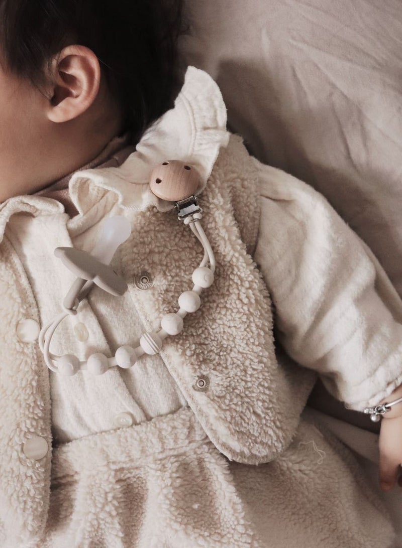 Baby pacifier anti-chain stroller teeth anti-loss bear chain baby silicone pacifier clip toy bite glue lappet - Image 1