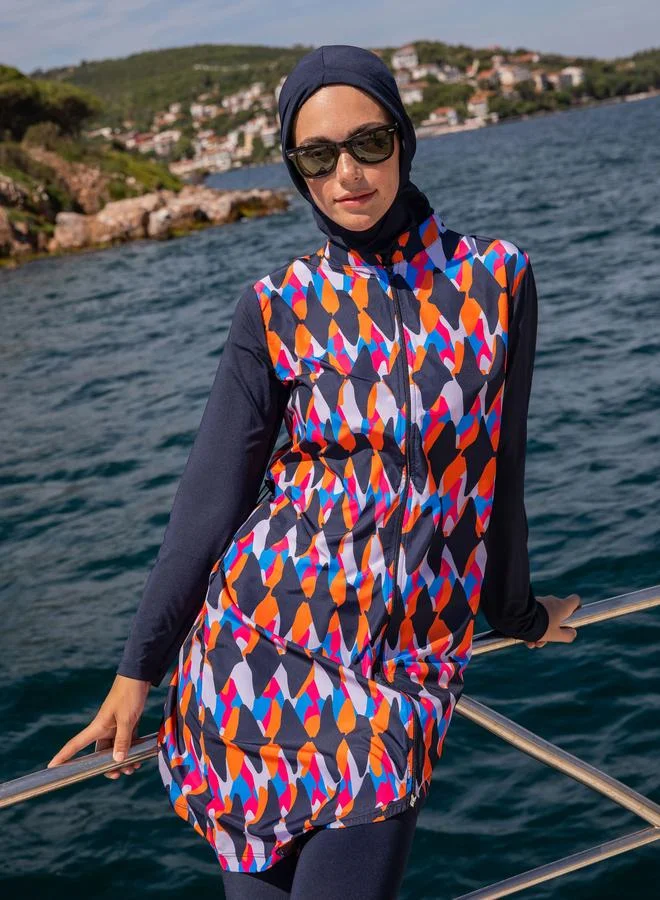 Mayo Bella by Modanisa Mayo Bella by modanisa Blue Front Zip Burkini Set