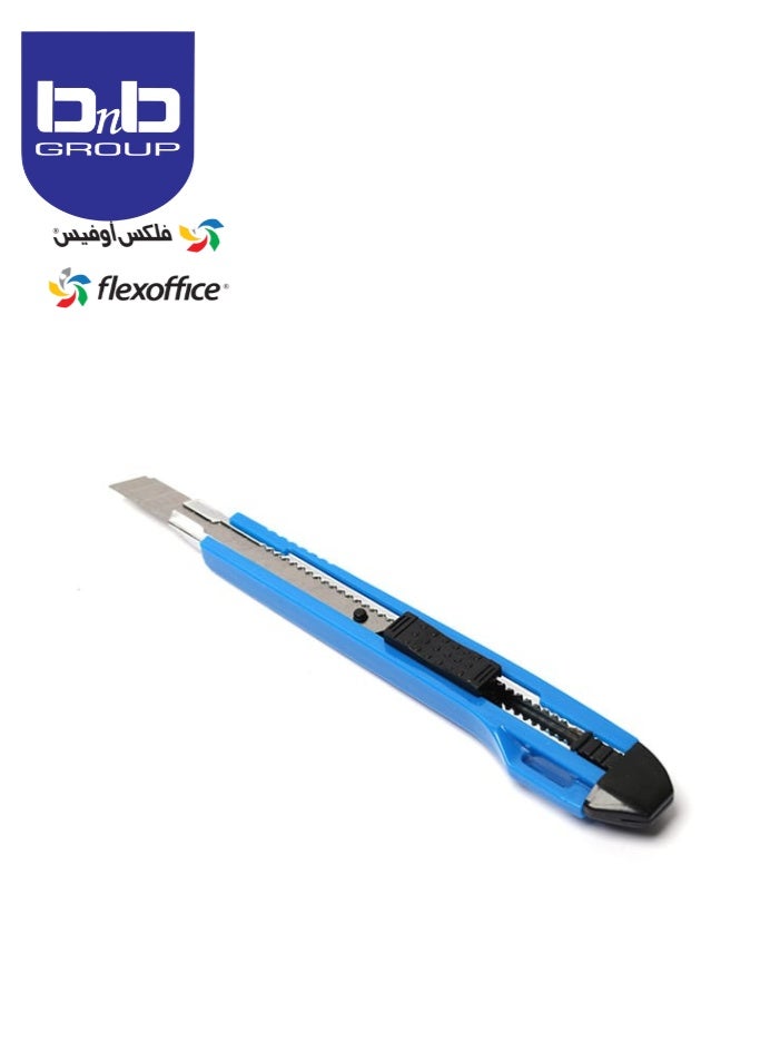 FLEXOFFICE Utility Knife Retractable Box Cutter 18mm Stainless Steel Blade Cutter Knife for Carton Cardboard Arts Crafts-Blue. - Image 1