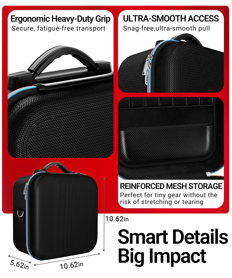 ivoler All-in-One Compact Carrying Case for Nintendo Switch 2(2025),Hard Shell with 2-Pack Screen Protector &2-Set of Thump Grips,Hold 14 Game Cartridges & Includes Strap,Black - Image 5