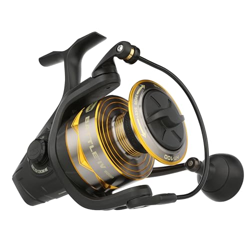 Penn Battle IV Size 8000 Spinning Fishing Reel Full Metal Body and Sideplate CNC Gear Technology Hydro Armor Seals Critical Area from Water Intrusion HT100 Drag System - Image 1