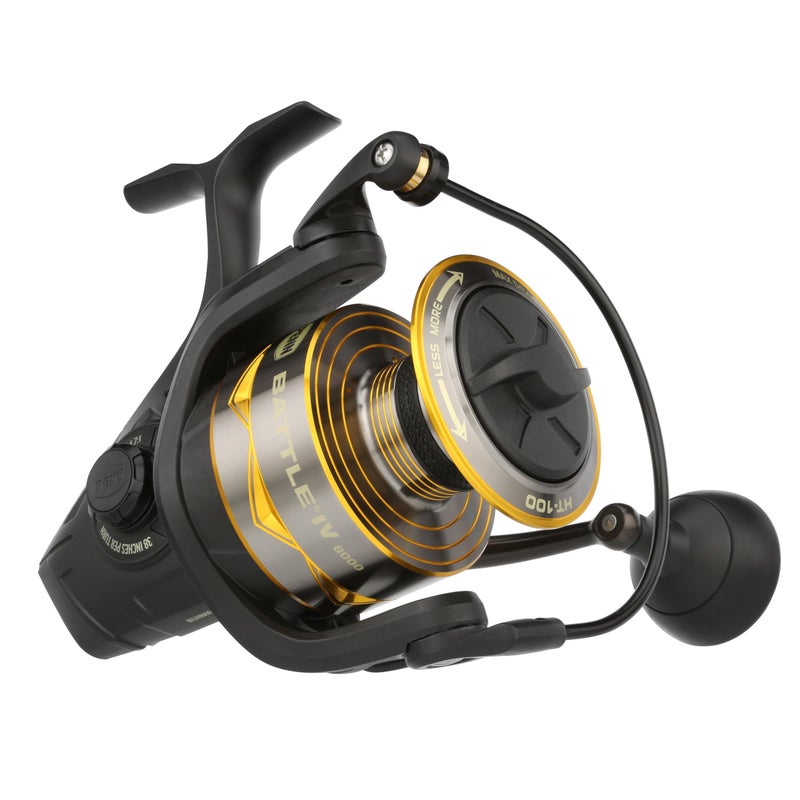 Penn Battle IV Size 8000 Spinning Fishing Reel Full Metal Body and Sideplate CNC Gear Technology Hydro Armor Seals Critical Area from Water Intrusion HT100 Drag System - Image 2
