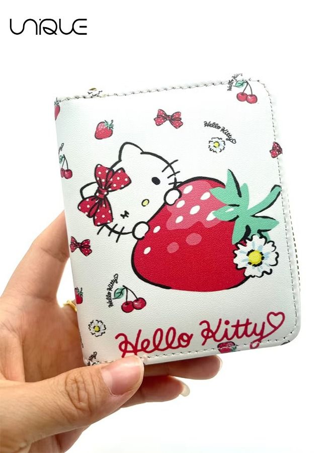Unique Wallet - Hello Kitty Wallet - Portable Wallet - For Ladies & Girls - Cute Kitty Wallet Zipper Leather Wallet - White - Image 5
