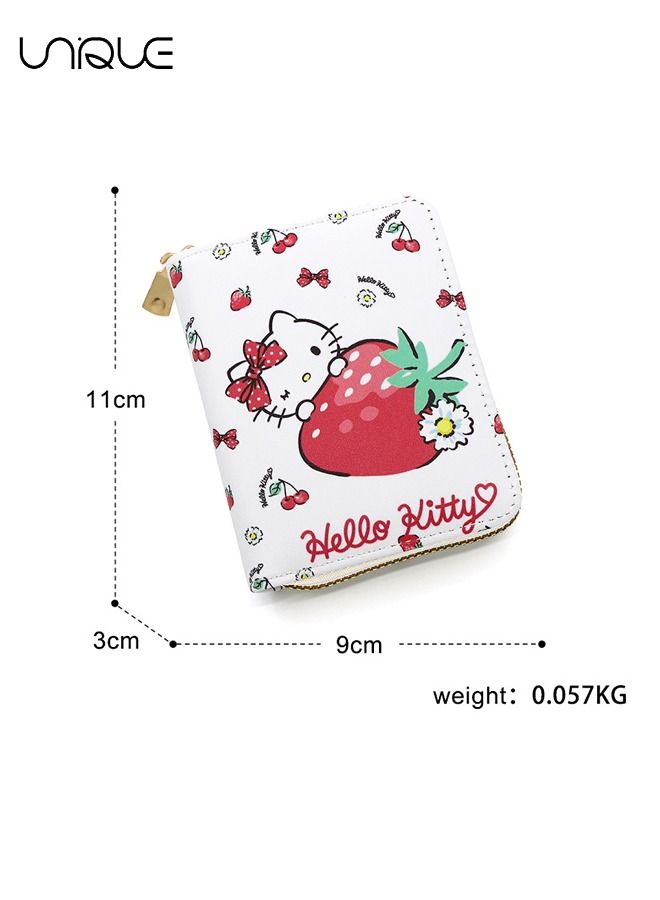 Unique Wallet - Hello Kitty Wallet - Portable Wallet - For Ladies & Girls - Cute Kitty Wallet Zipper Leather Wallet - White - Image 2