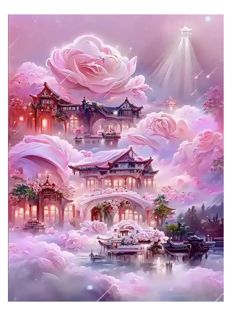 SYOSI Diamond Painting Kit, DIY Diamond Painting Adults Art Diamond Painting Set for Home, Wall and Entrance Decorations 11.8 x 15.7inch (Rose Loft) - Image 1