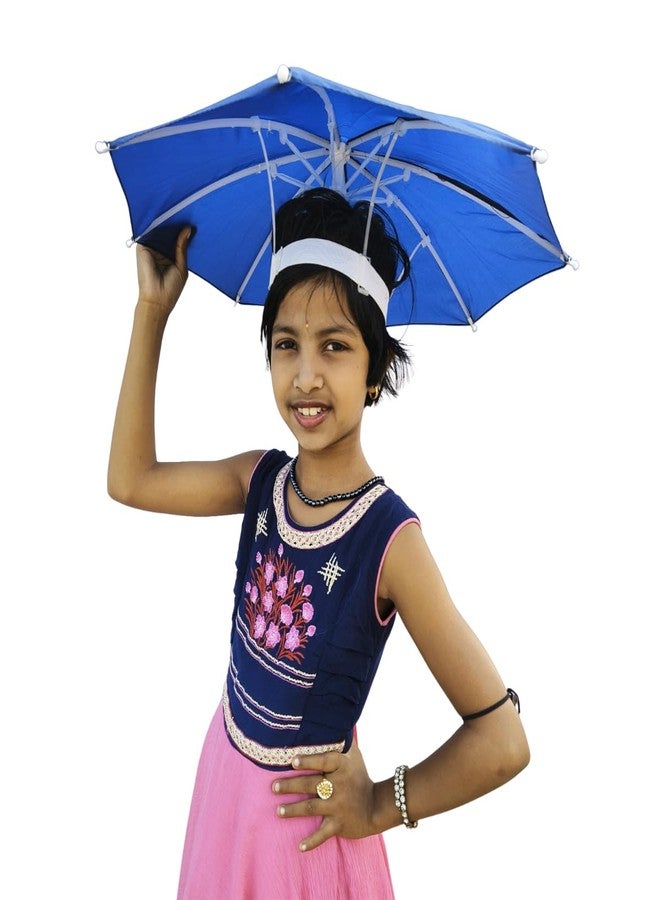Dark Moon Hat Umbrella for Kids Soft Unbreakable Plastic Hat/Cap Umbrella for Kids/Men/Women and Adults UV & Rain Protection Hat Umbrella for Kids boys and Girls pack of 1 (Blue) - Image 2